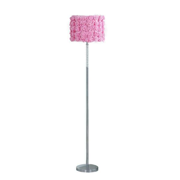 Estallar 63 in. Traditional Shaped Floor Lamp with Pink Drum Shade, Steel ES3111382